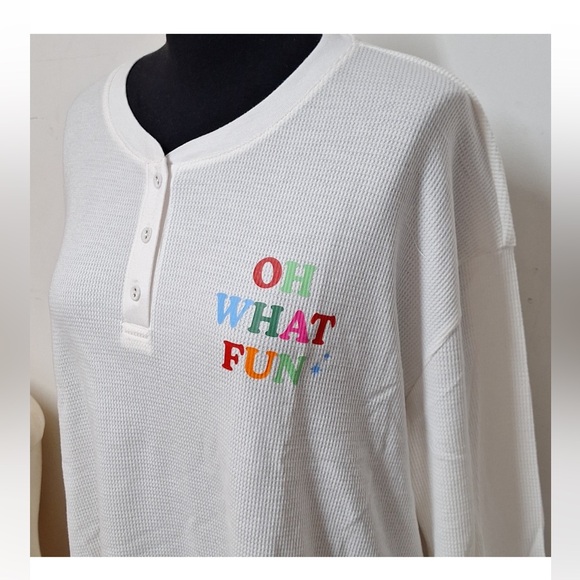 NWT SET Wondershop Women's Thermal Pajama Top & Striped Pants Rainbow Cream - Picture 3 of 6